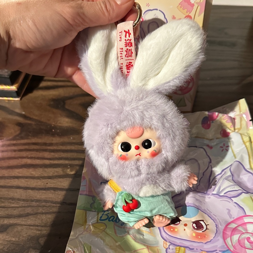 Baby Three Plush Bunny Keychain